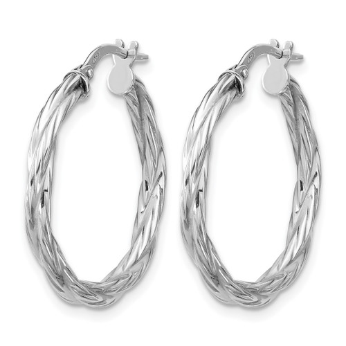 Sterling Silver Rhodium-Plated Polished Twisted Hoop Earrings, 26 mm, 2.75 mm Wide - View 2