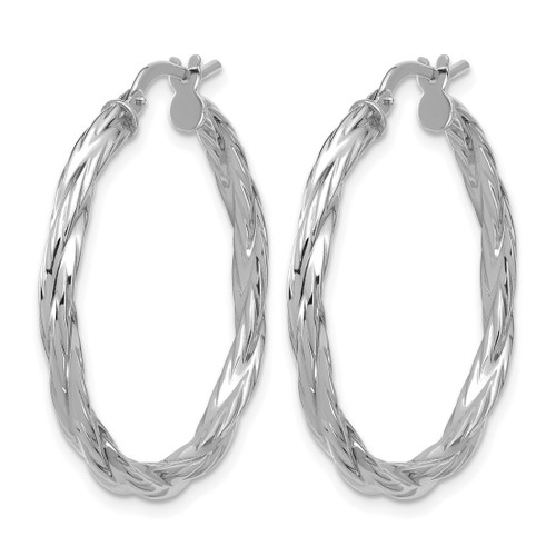 Sterling Silver Rhodium-Plated Polished Twisted Hoop Earrings, 30 mm - View 2