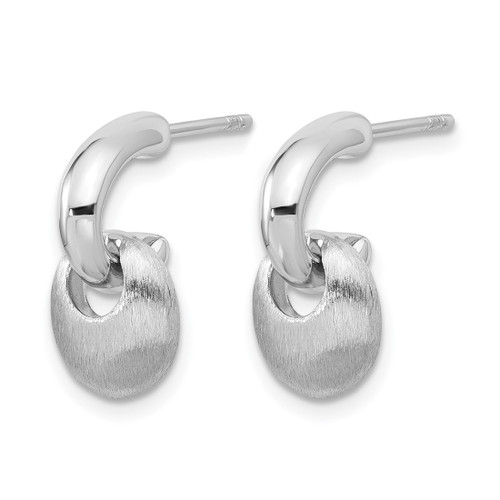 Sterling Silver Rhodium-Plated Polish/Brush Dangle Earrings, 15.5 mm - View 2