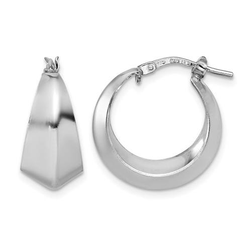 Sterling Silver Rhodium-Plated Polished Graduated Hoop Earrings, 20.25 mm