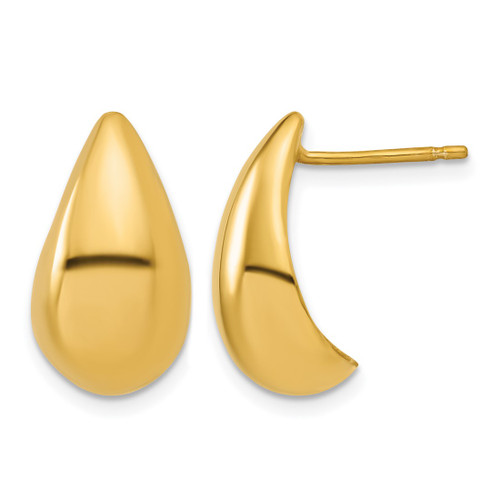 Sterling Silver Gold-Plt Polished Puff Teardrop Stud Earrings, 18.35 mm