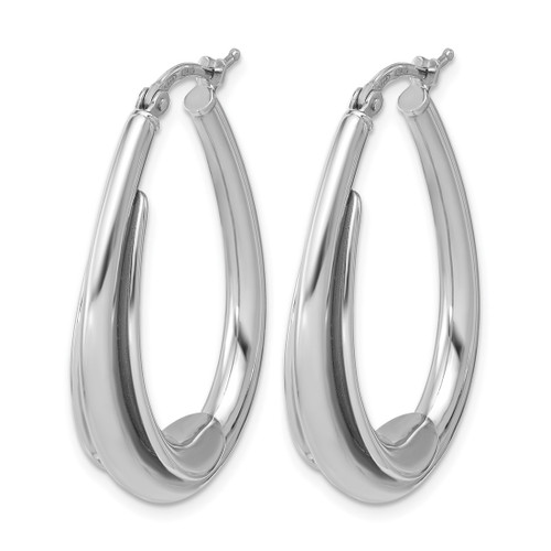 Sterling Silver Rhodium-Plated Polished Fancy Oval Hoop Earrings, 34.85 mm - View 2
