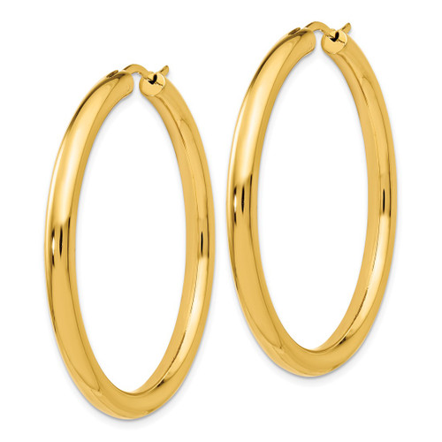 Sterling Silver Gold-Tone 3.5 mm Tube Hoop Earrings, 40 mm Long - View 2