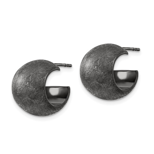 Ruthenium-Plated Sterling Silver & Black Ruthenium-Plated Scratch Finish Post C-Hoop Earrings, 15.9 mm - View 2