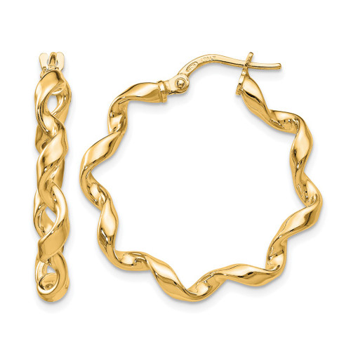 Sterling Silver Gold-Tone Polished Twisted Hoop Earrings, 26 mm