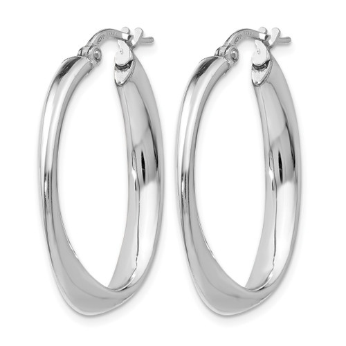 Sterling Silver Rhodium-Plated Polished Twisted Oval Hoop Earrings, 31 mm - View 2
