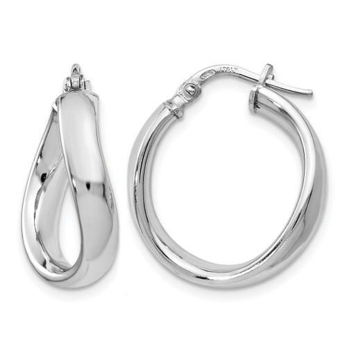 Sterling Silver Rhodium-Plated Polished Twisted Hoop Earrings, 19 mm