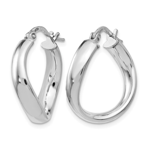 Sterling Silver Rhodium-Plated Polished Twisted Hoop Earrings, 19 mm - View 2