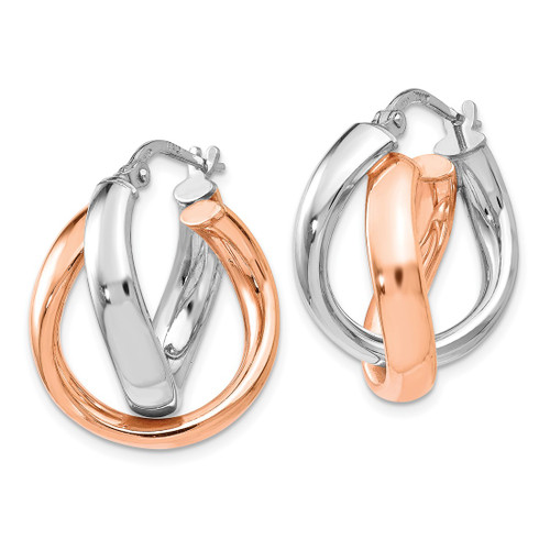 Sterling Silver Gold-Tone Double Hoop Earrings, 21 mm - View 2