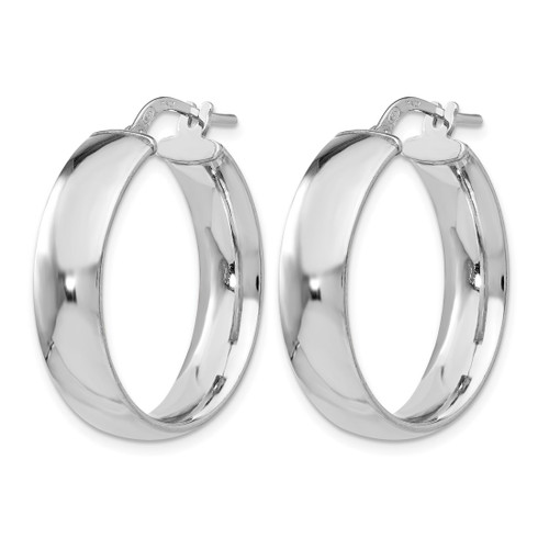 Sterling Silver Rhodium-Plated Polished Hinged Hoop Earrings, 24 mm, 6 mm Wide - View 2