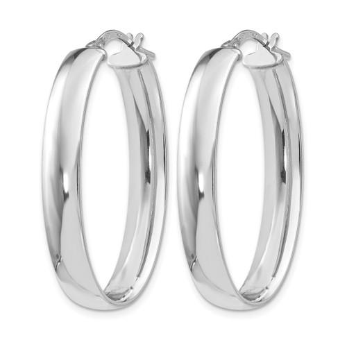 Sterling Silver Rhodium-Plated Polished Oval Hinged Hoop Earrings, 35 mm - View 2