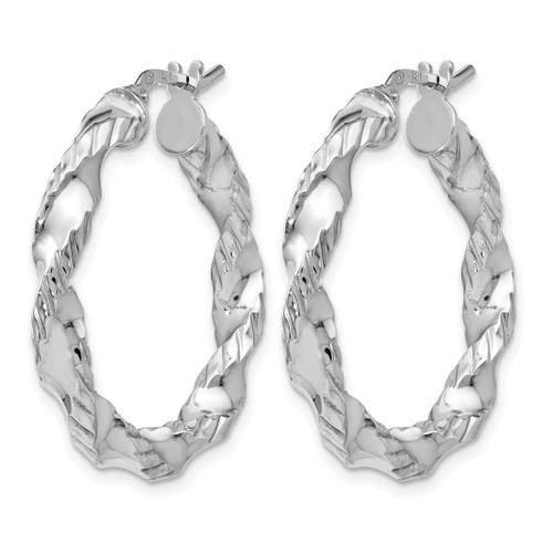 Sterling Silver Rhodium-Plated Polished Twisted Hinged Hoop Earrings, 29 mm - View 2