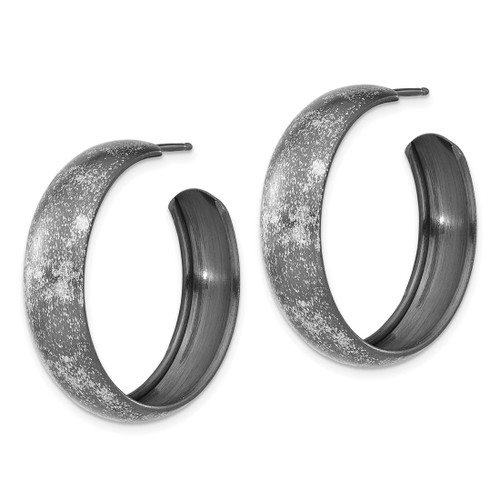 Ruthenium-Plated Sterling Silver Ruthenium-Plated Post Hoop Earrings, 31.8 mm - View 2
