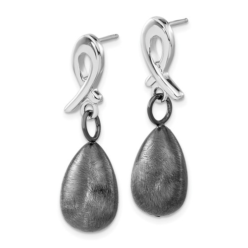 Ruthenium-Plated Sterling Silver Ruthenium-Plated Polished/Scratch Finish Post Dangle Earrings, 37 mm - View 2