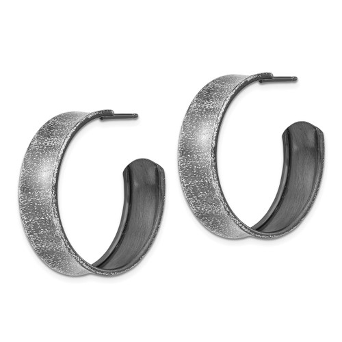 Ruthenium-Plated Sterling Silver Ruthenium-Plated Post Hoop Earrings, 29.5 mm - View 2