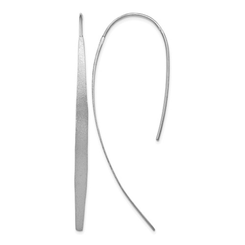 Sterling Silver Rhodium-Plated Polished & Brushed Drop Earrings, 55 mm