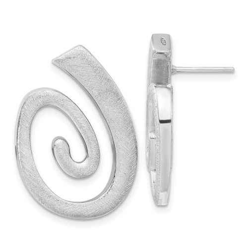 Sterling Silver Polished & Textured Swirl Post Dangle Earrings, 29 mm