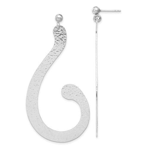 Sterling Silver Polished and Textured Post Dangle Earrings, 67.8 mm