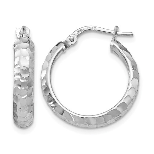 Sterling Silver Radiant Essence Rhodium-Plated Hinged Hoop Earrings, 21 mm