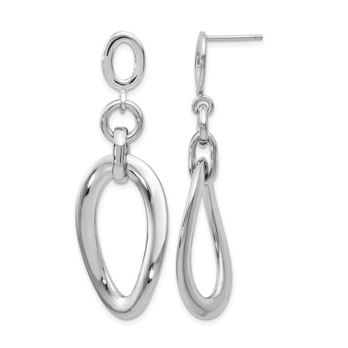 Sterling Silver Rhodium-Plated Polished Post Dangle Earrings, 50 mm
