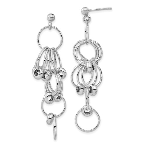 Sterling Silver Polished Post Dangle Link Drop Earrings, 64 mm