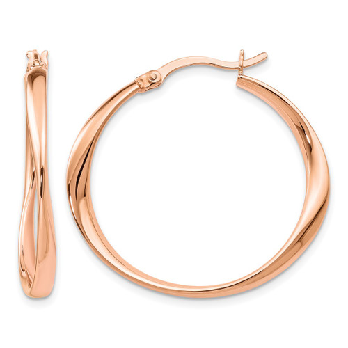 Sterling Silver Rose Gold-Tone Polished Hoop Earrings, 30 mm