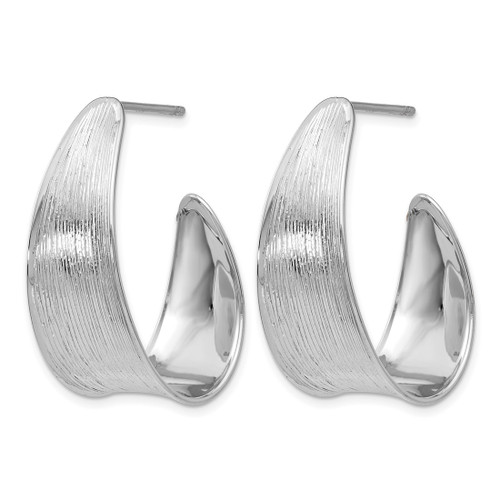 Sterling Silver Rhodium-Plated Polished and Textured Hoop Earrings, 29.5 mm - View 2