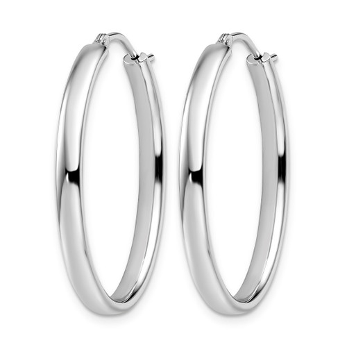Sterling Silver Rhodium-Plated Polished Oval Hoop Earrings, 34 mm - View 2