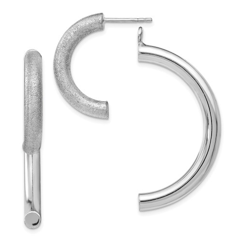 Rhodium-Plated Sterling Silver Polished Diamond-Cut Removable Front Back Drop Earrings, 39 mm