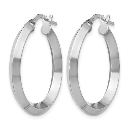 Sterling Silver Rhodium-Plated Polished Hoop Earrings, 28 mm - View 2