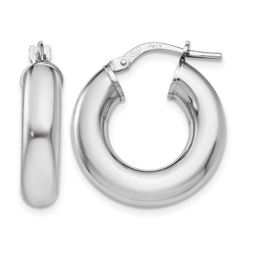 Sterling Silver Rhodium-Plated Polished Hoop Earrings, 21 mm, 5 mm Wide