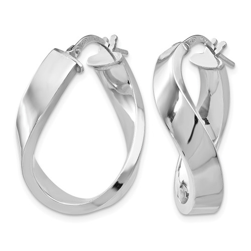 Sterling Silver Rhodium-Plated Polished Twisted Hoop Earrings, 26.5 mm, 5 mm Wide - View 2