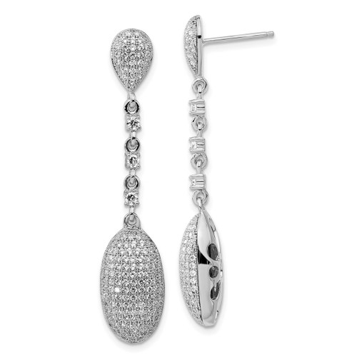 Brilliant Embers Sterling Silver Polished Cubic Zirconia Post Dangle Earrings, 47.3 mm