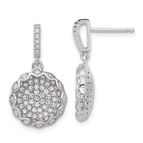 Rhodium-Plated Sterling Silver Brilliant Embers Cubic Zirconia Circle Dangle Earrings, 25.1 mm