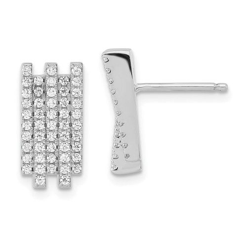 Brilliant Embers Sterling Silver Polished Cubic Zirconia Post Drop Earrings, 14.6 mm
