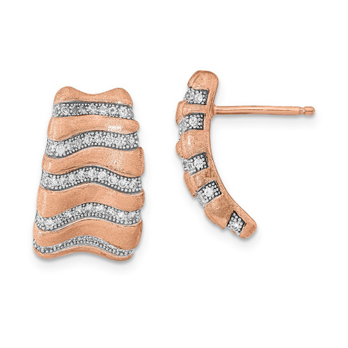 Sterling Silver Rhodium-Plated & Rose-Tone Cubic Zirconia Brushed Stud Earrings