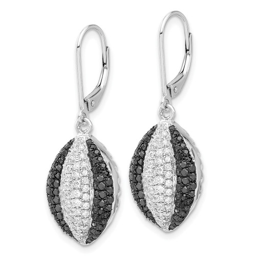 Brilliant Embers Sterling Silver Black & Clear Cubic Zirconia Leverback Drop Earrings, 36 mm - View 2