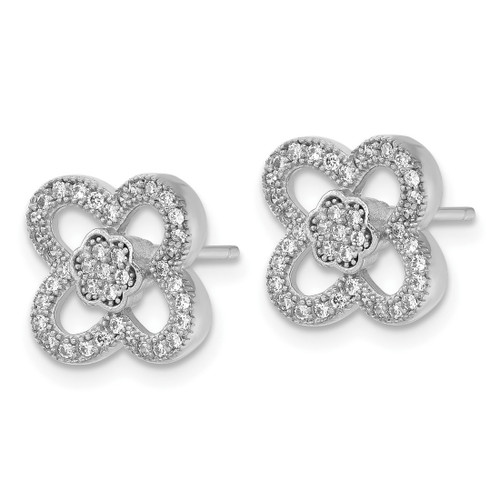 Sterling Silver & Cubic Zirconia Brilliant Embers Floral Stud Earrings, 10.75 mm - View 2