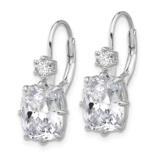 Sterling Shimmer Sterling Silver Rhodium-Plated Cubic Zirconia 4 Stone Leverback Drop Earrings, 23.2 mm - View 2