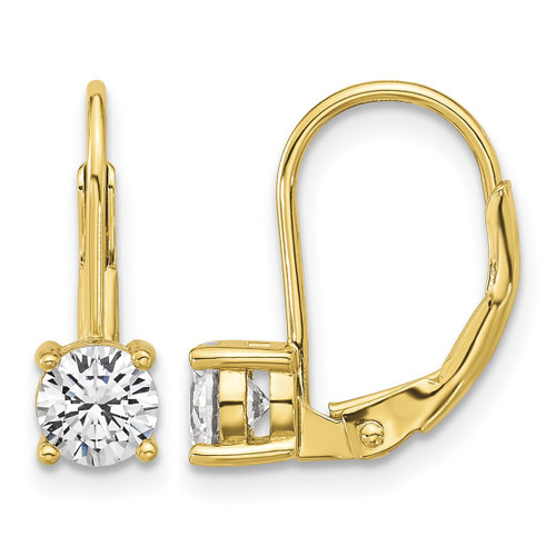 Sterling Shimmer Sterling Silver Gold-Tone Flash-Gold and Silver-Tone 5 mm Cubic Zirconia 2 Stone Leverback Drop Earrings, 14.5 mm Long