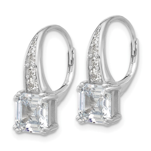 Sterling Shimmer Sterling Silver Rhodium-Plated Cubic Zirconia 12 Stone Leverback Drop Earrings, 20 mm - View 2
