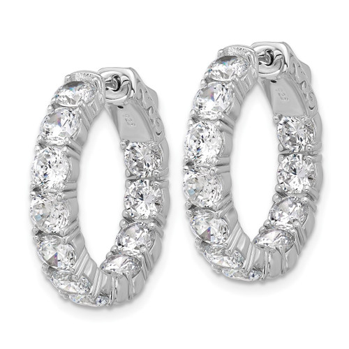 Sterling Shimmer Sterling Silver Rhodium-Plated 4 mm Cubic Zirconia 22 Stone In and Out Hinged Hoop Earrings, 23.4 mm Long - View 2