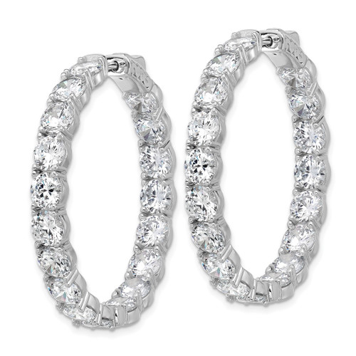 Sterling Shimmer Sterling Silver Rhodium-Plated 5.2 mm Cubic Zirconia 36 Stone In and Out Hinged Hoop Earrings, 41.3 mm Long - View 2