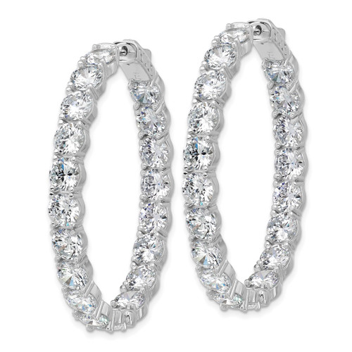 Sterling Shimmer Sterling Silver Rhodium-Plated 5.25 mm Cubic Zirconia 38 Stone Oval In and Out Hinged Hoop Earrings, 47.2 mm Long - View 2