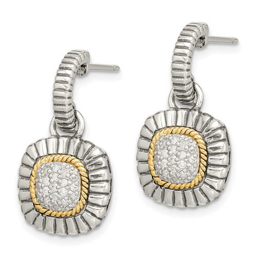 Shey Couture Sterling Silver with 14K Accent 0.12ct Diamond Dangle Earrings, 23 mm - View 2