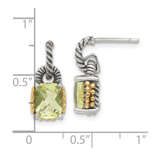 Sterling Silver with 14K Two-Tone Gold Accent Lemon Quartz Dangle Earrings, 17.5 mm - View 2