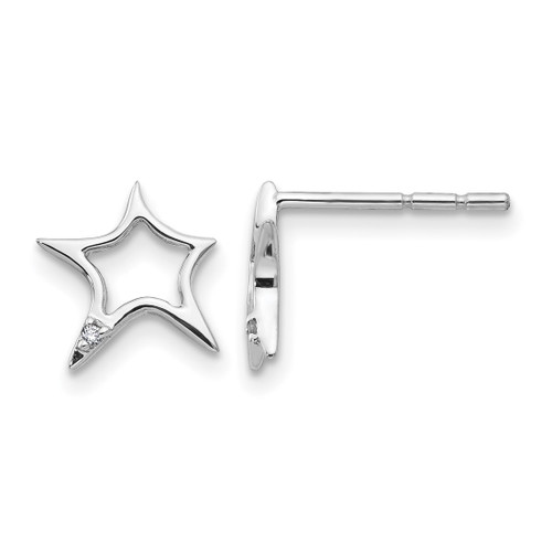 White Ice Sterling Silver Rhodium-Plated 0.01ct Diamond Star Stud Earrings, 103 mm