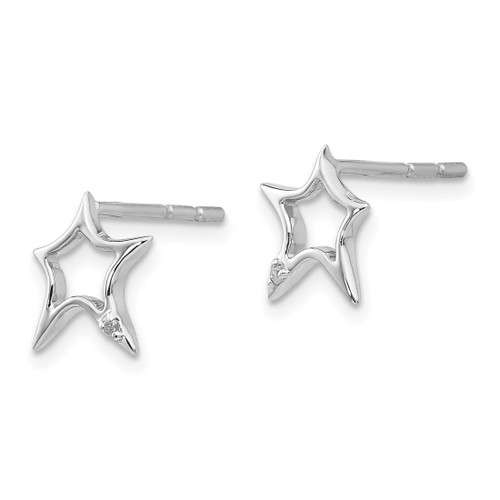 White Ice Sterling Silver Rhodium-Plated 0.01ct Diamond Star Stud Earrings, 103 mm - View 2