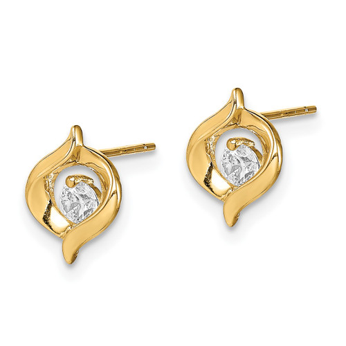 14K Yellow Gold Madi K Cubic Zirconia Twist Stud Earrings, 8.7 mm - View 2