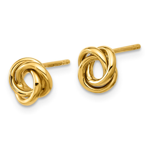 14K Yellow Gold Polished Love Knot Stud Earrings - View 2